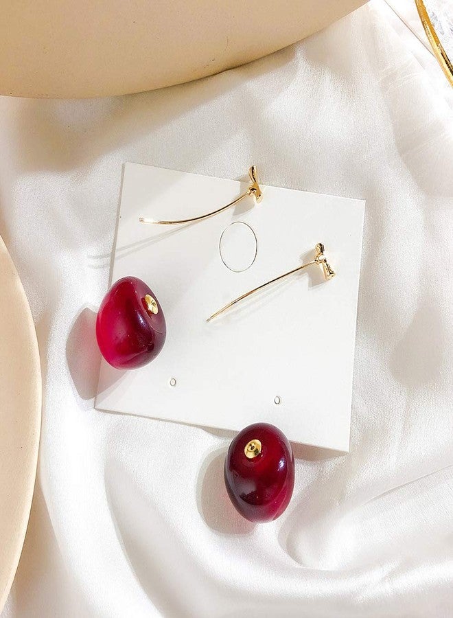ONEYIM 3D Red Cherry Drop Earrings Cute Fruit Gold Dangle Earrings Charm Jewelry Gift Earrings for Women - Image 4